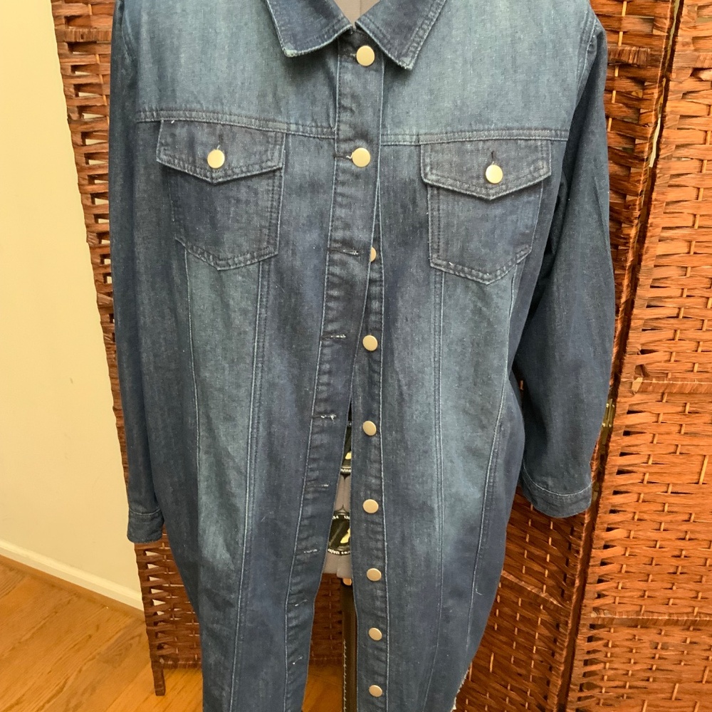 Agnes Orinda Denim Jacket Jean Shacket Size 4X Dark Blue RET $87.99 - Picture 8 of 16